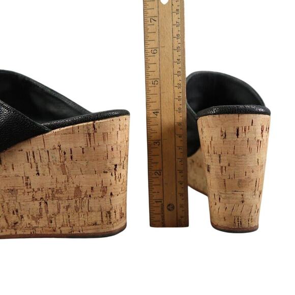 Fiorentini+Baker Shoes Women 40 Wedge Sandal Fashion Leather Platform Cork Black - Picture 5 of 16